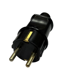 Вилка прямая с заземляющим контактом IP20, УХЛ4, 250 В, 16А, черная В16-005Ч