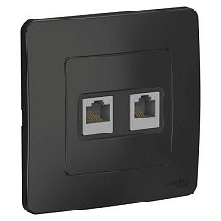Розетка компьютерная + телефонная 2-м СП Blanca RJ45 кат.5E + RJ11 антрацит SE BLNIS045116 1210388