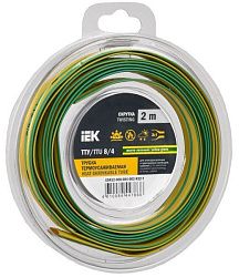 Трубка термоусадочная ТТУ нг-LS 8/4 желто-зеленая (2м/упак) IEK UDR12-008-004-002-K52-T
