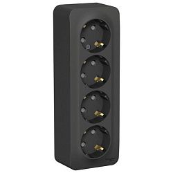 Розетка 4-м ОП Blanca 16А IP20 250В с заземл. защ. шторки с изолир. пластиной антрацит SE BLNRA011416 1210644