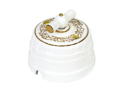 Выключатель ретро поворотный на два положен (1-клавишный, в комплекте с подъемной рамкой D70x60), GE70404-01EL