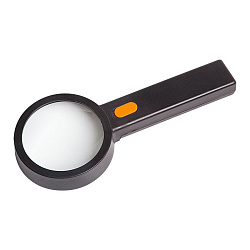 Лупа ручная, увеличение 2х/6х, ø90мм, с подсветкой, черная REXANT 12-0407