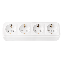 Розетка штепсельная четырехместная с заземляющим контактом открытой установки РА16-266 204BY