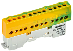 TEKFOR Шина PE "земля" изолированная на универсальном держателе 6х9-12-ЖЗ IEK TF-NN10-12-KL-K52