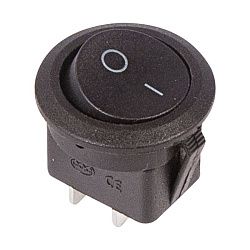 Выключатель клавишный круглый 250В 6А (2с) ON-OFF черный REXANT 36-2550