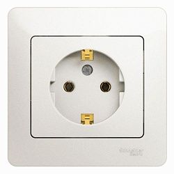 Розетка 1-м СП Glossa 16А IP20 с заземл. в сборе перламутр. SE GSL000642 1180341