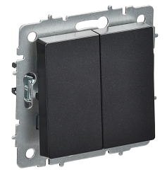 BRITE Выключатель 2-клавишный перекрестный 10А ВС10-2-3-БрЧ черный IEK BR-V23-0-10-K02