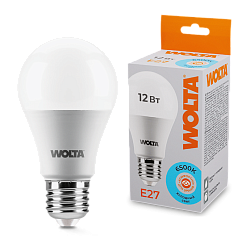 Лампа светодиодная "Груша" A60 12Вт 1000лм 6500К Е27 (50шт/уп) WOLTA 25W60BL12E27