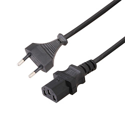 Шнур сетевой, вилка - евроразъем С13, кабель 2x0,75 мм², длина 1,8 метра (PE пакет) REXANT 11-1141