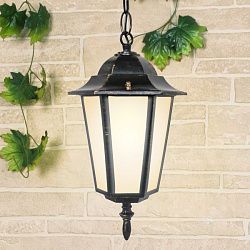 Светильник уличный подвесной IP44 GL 1004H черное золото Elektrostandard a035742