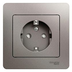 Розетка 1-м СП Glossa 16А IP20 250В с заземл. защ. шторки в сборе платина SE GSL001244 454430