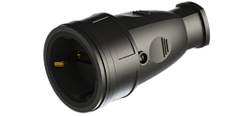 Розетка переносная разборная каучук РА16-005 без крышки (черный) с заземлением ВЭТП0017