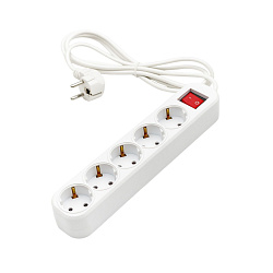 Удлинитель УБкн-03 бытовой с кнопкой ПВС 3*0,75 (10А) 5гн. 3м. белый DEKRON DEK0904-1503