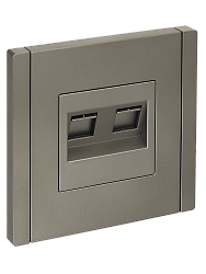 FORTE&PIANO Розетка компьютерная двойная RJ45 кат.5E FP533 сталь IEK FP-K20-1-K46