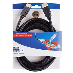 Шнур HDMI - HDMI, 3м, с ферритами, Gold REXANT 06-3102