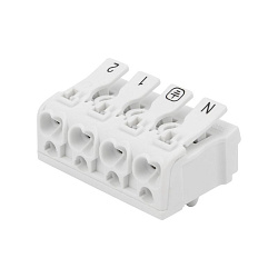 Клемма пружинная соединительная КСП 4-полюсная с монтажными ножками (50 шт./уп.) REXANT 07-6216-1