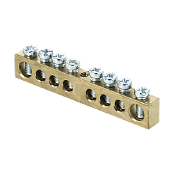 Шина PEN "ноль-земля" (6x9мм) 8 отв. латунь крепеж по центру EKF sn0-63-08