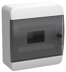 TEKFOR Корпус пластиковый БЕЛЫЙ ЩРН-П-8, IP41 черная прозрачная дверь IEK TF5-KP12-N-08-41-K01-K03