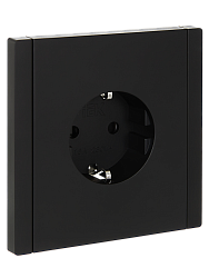 FORTE&PIANO Розетка 1-местная с заземлением с защитными шторками безвинтовое крепление 16А FP113 черный IEK FP-R14-16-1-K02