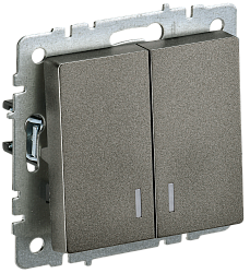 BRITE Выключатель 2-клавишный с индикацией 10А ВС10-2-1-БрТБ темная бронза IEK BR-V20-1-10-K45