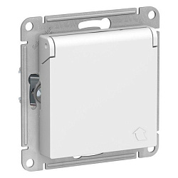 Розетка 1-м СП AtlasDesign 16А IP20 с заземл. защ. шторки с крышкой механизм бел. SE ATN000146 1240149