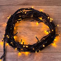 Гирлянда Нить управляемая 10м 100 LED ЖЕЛТЫЙ черный ПВХ IP65 свечение с динамикой 230В контроллер в комплекте NEON-NIGHT 303-131