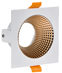 LIGHTING Светильник 4110 встраиваемый поворотный под лампу GU10 белый/золото пластик IEK LT-UVB0-4110-GU10-1-K22