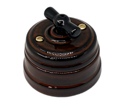 Выключатель ретро фарфоровый поворотный на 4 положения в комплекте с подъемной рамкой, 10А, 250В, цв GE70401-46