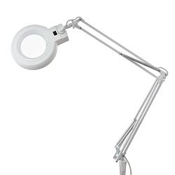 Лупа на струбцине круглая 5D с подсветкой, ø127мм, белая REXANT 31-0011