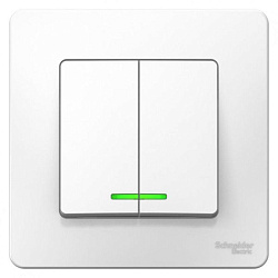 Выключатель 2-кл. СП Blanca 10А IP20 (сх. 5) 250В с подсветкой бел. SE BLNVS010511 1210253