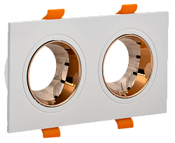 LIGHTING Светильник 4108 встраиваемый поворотный под лампу 2хGU10 белый/золото пластик IEK LT-UVB0-4108-GU10-2-K22