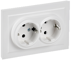 BRITE Розетка 2-местная с заземлением без защитных шторок 16А в сборе РС12-3-БрАБ арктический белый IEK BR-R21-16-K91-F