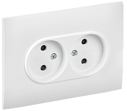 SKANDY Розетка 2-местная без заземления с защитными шторками 10А в сборе SK-R09W арктический белый IEK SK-R23-10-K01-F
