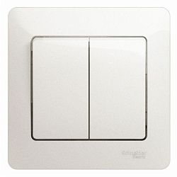 Выключатель 2-кл. СП Glossa 10А IP20 (сх. 5) 10AX в сборе перламутр. SE GSL000652 1180359