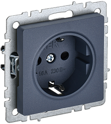 BRITE Розетка 1-местная с заземлением с защитными шторками 16А РС14-1-0-БрМ маренго IEK BR-R14-16-K35