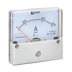 AMA-801 аналоговый на панель (80х80) круглый вырез 600А трансф. подкл. EKF ama-801-600