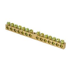 Шина PEN "ноль-земля" (8x12мм) 14 отв. латунь крепеж по центру розн. стикер EKF sn0-125-14-c-r