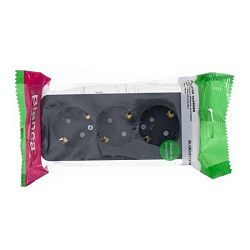 Розетка 3-м ОП Blanca 16А IP20 250В с заземл. защ. шторки с изолир. пластиной антрацит SE BLNRA011316 1210642