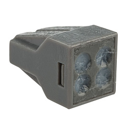 Экспресс-клемма с пастой СМК 773-304, 4-проводная до 2,5 мм², серая (100 шт/уп) REXANT 07-3040