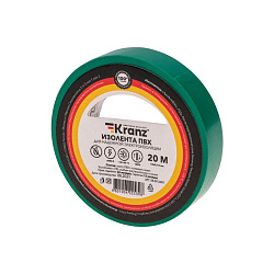 Изолента ПВХ 0,13х15мм, 20м, зеленая KRANZ KR-09-2603