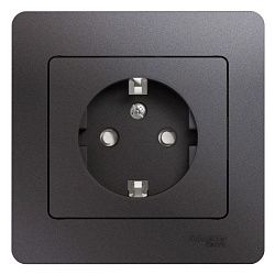 Розетка 1-м СП Glossa 16А IP20 250В с заземл. защ. шторки в сборе графит SE GSL001344 458400