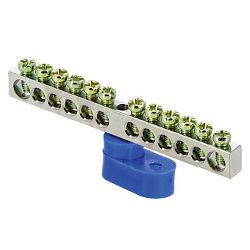 Шина "0" N (6x9мм) 12 отв. цинк синий угловой изолятор EKF sn1-63-12-1