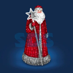 Декоративная 3D фигура Дед Мороз в мишуре 200 см 501-538