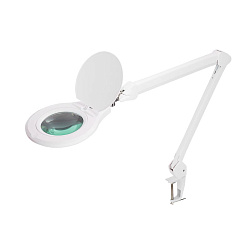 Лупа на струбцине круглая 5D с подсветкой 72 SMD, сенсорный регулятор яркости, ø152мм, белая REXANT 31-0532