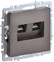 BRITE Розетка двойная RJ11+RJ45 кат.5E РК/Т12-БрТБ темная бронза IEK BR-KT20-O-1-K45