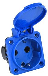 MAGNUM Розетка панельная SCHUKO РП11-3 с крышкой IP44 синий IEK PSN71-016-3-2-44-K07