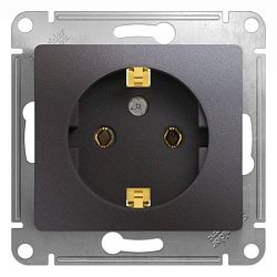 Розетка 1-м СП Glossa 16А IP20 250В с заземл. механизм графит SE GSL001343 454415