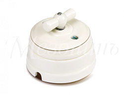 Выключатель ретро фарфоровый поворотный на 4 полож. в комплекте с подъемной рамкой, 10А, 250В, цв GE70401-49