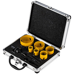 Набор коронок Bimetal (22, 25, 35, 40, 51, 67), 11 предметов, металлический кейс KRANZ KR-92-0202-1