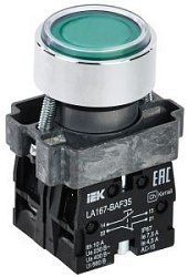 Кнопка управления LA167-BAF35 d=22мм 1з+1р зеленая IEK BBT20-BAF35-3-22-67-K06